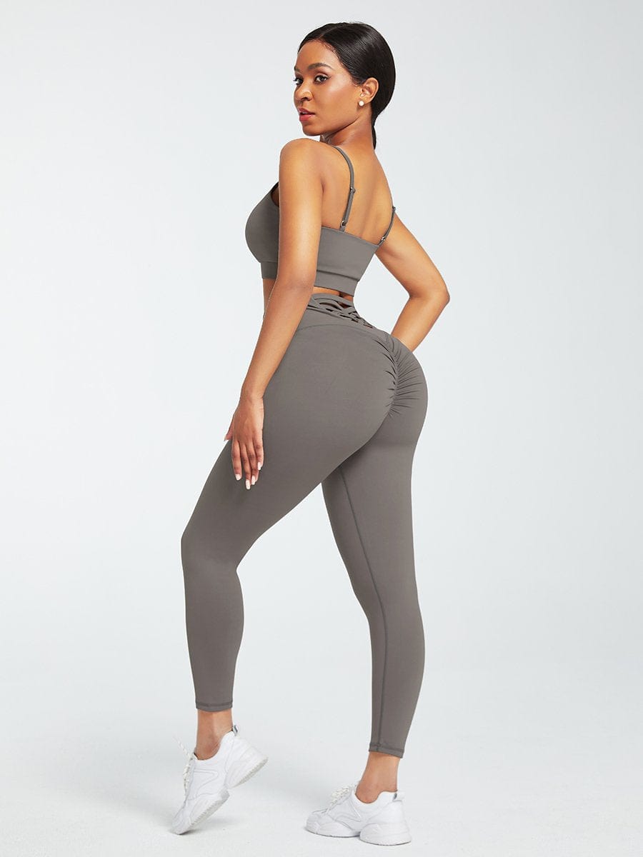Crisscross Straps Tops & High Waist Leggings - Auxieswear