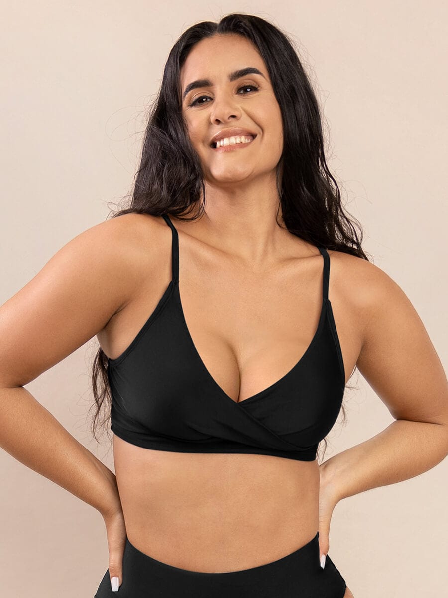 Cross Front One Piece Swimsuit Top with Adjustable Straps - Auxieswear