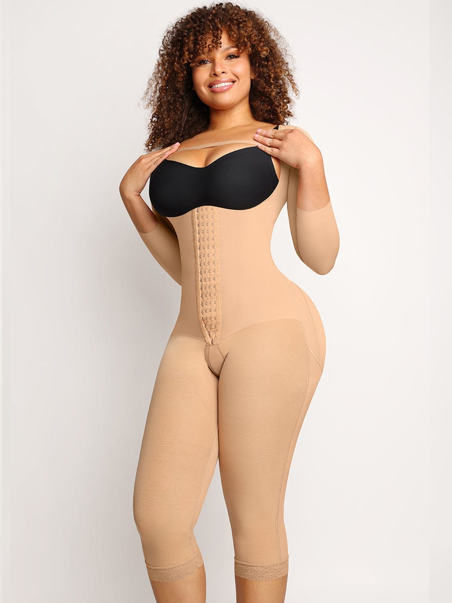 Knee-Length U-Shaped Tummy and Thighs Slimming Full Body Shaper - Auxieswear