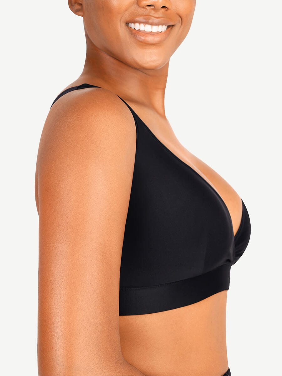 Bikini Top with Surplice Neck & Adjustable Straps - Auxieswear