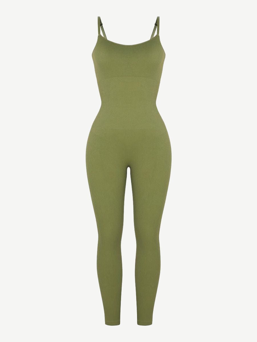 High-Stretch Tummy Control Jumpsuit with Removable Pads - Auxieswear