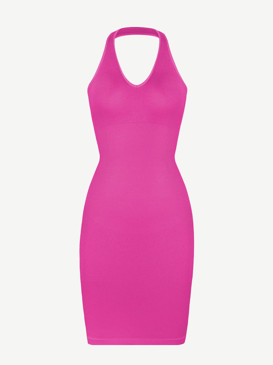 Halter Neck Deep U-Shaped Outerwear Slimming Dress - Auxieswear
