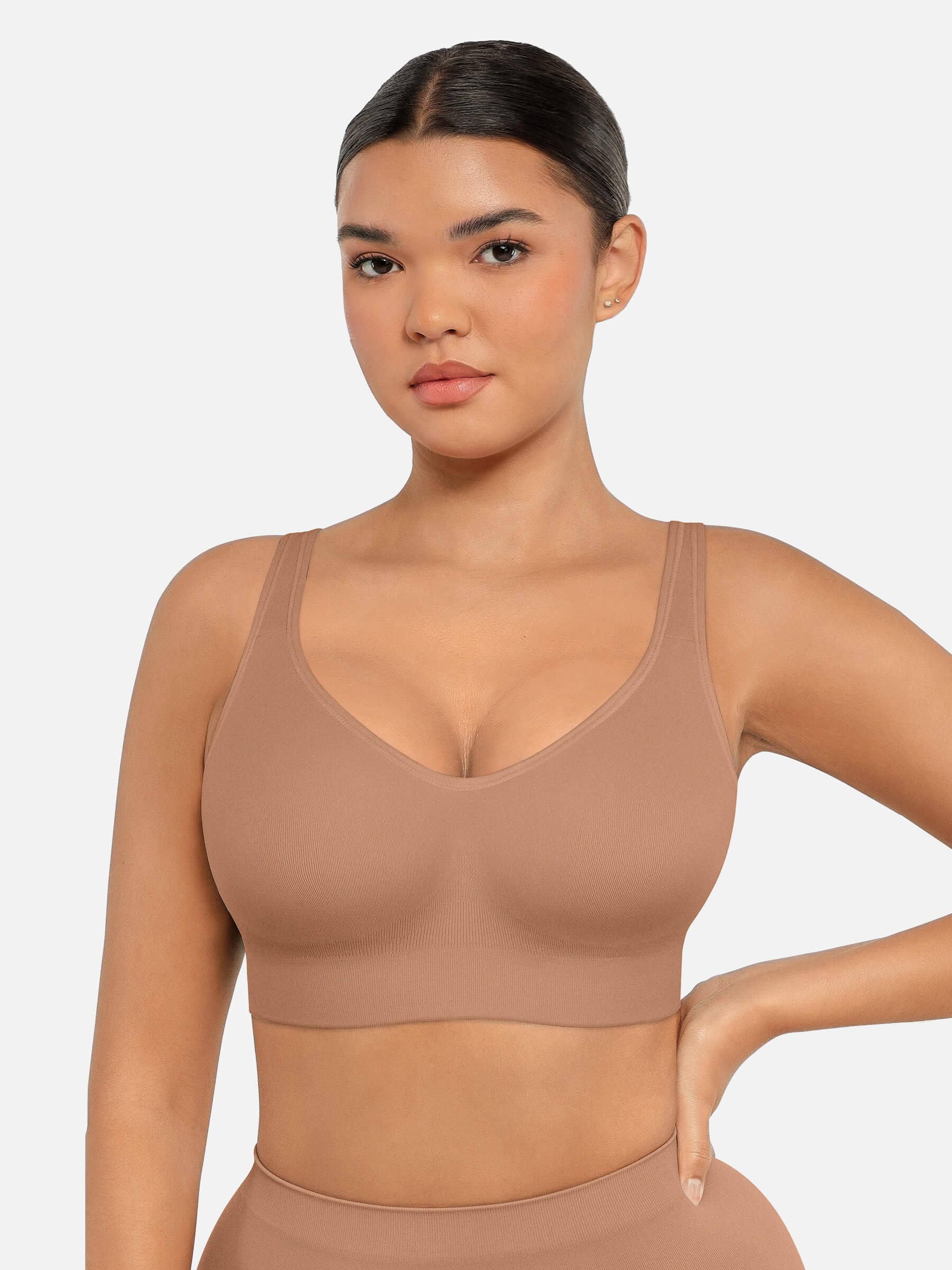 Wireless Bust Support Bra with Fixed Cups - Auxieswear