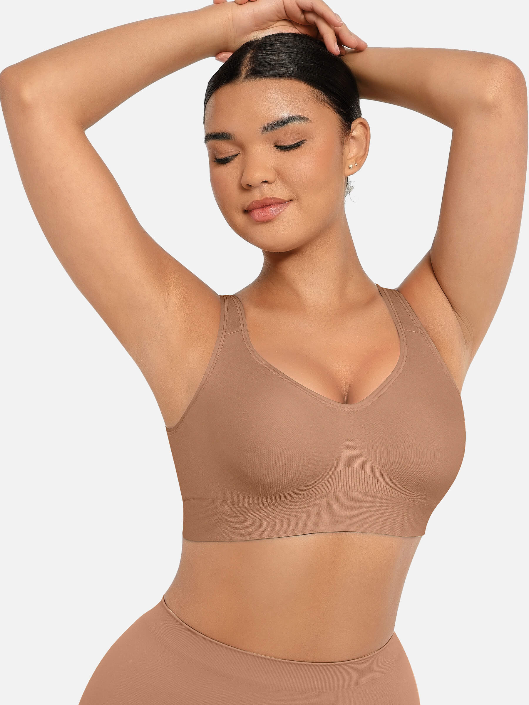 Wireless Bust Support Bra with Fixed Cups - Auxieswear