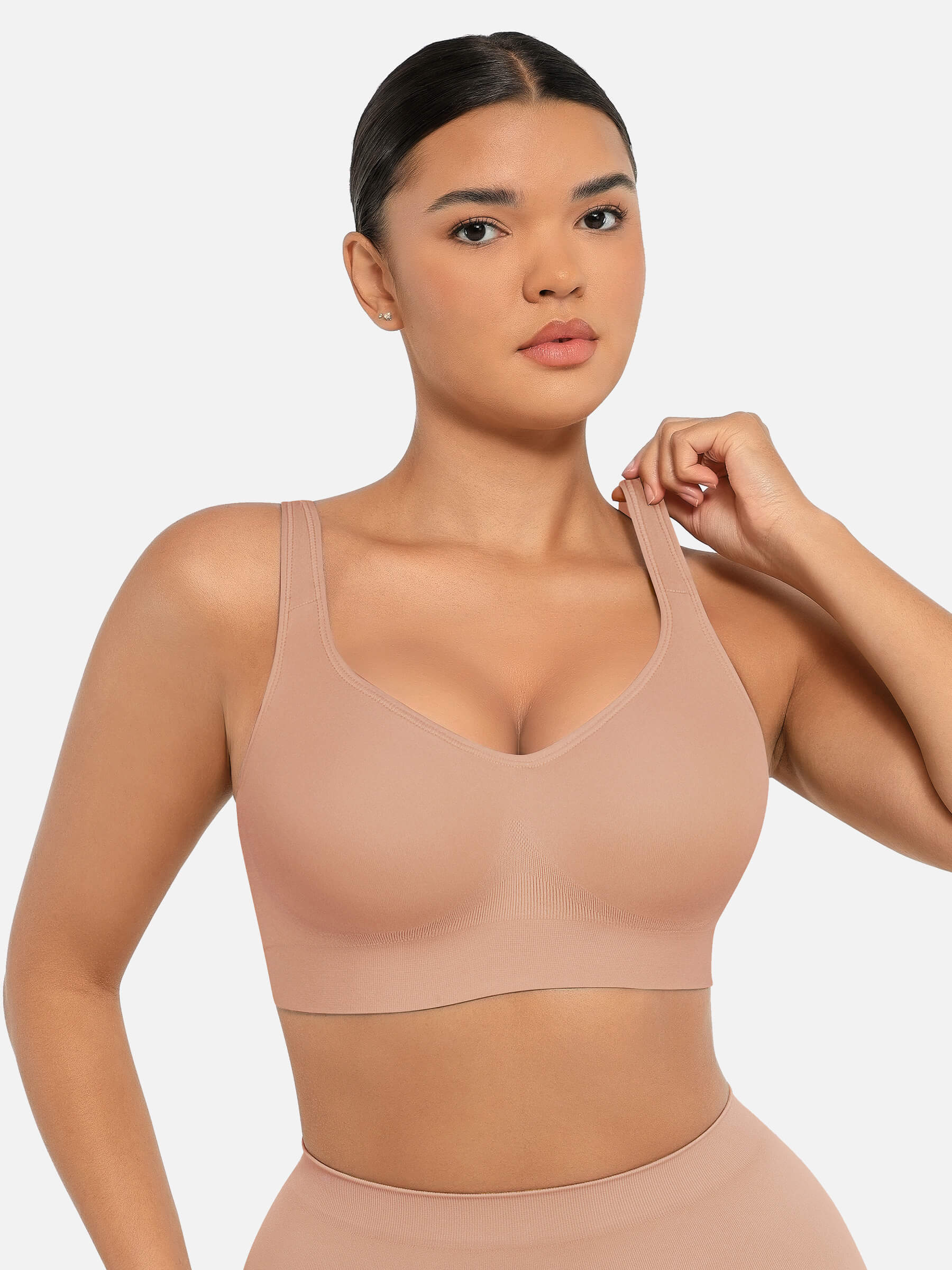 Wireless Bust Support Bra with Fixed Cups - Auxieswear