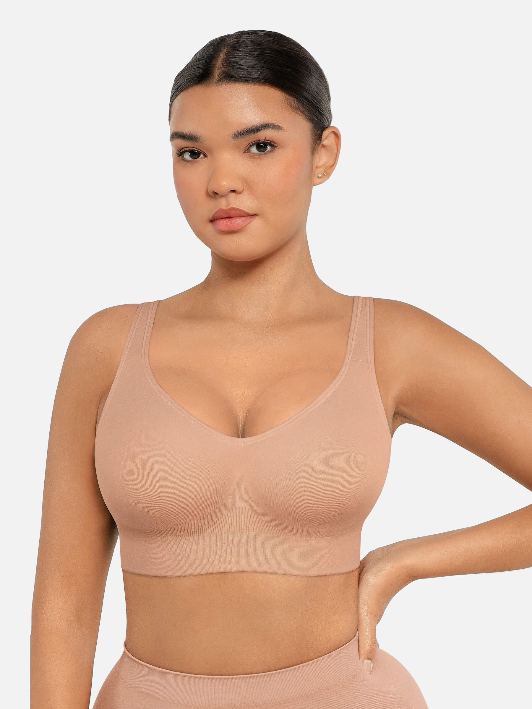 Wireless Bust Support Bra with Fixed Cups - Auxieswear