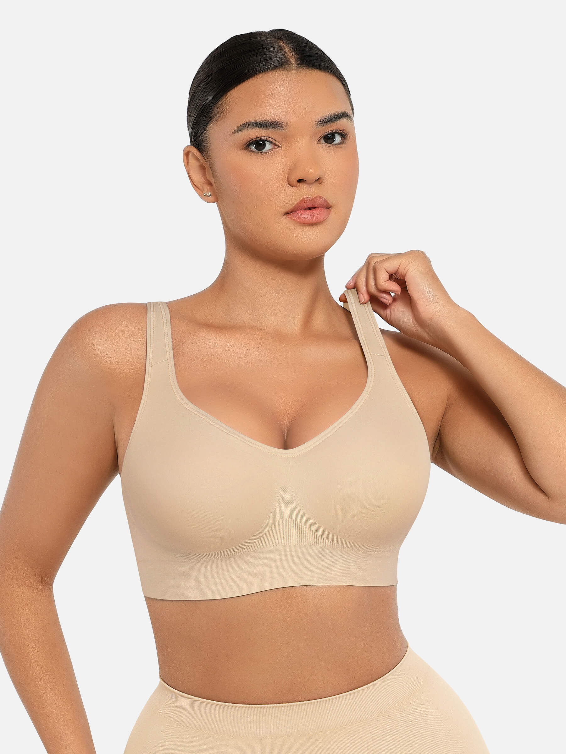 Wireless Bust Support Bra with Fixed Cups - Auxieswear