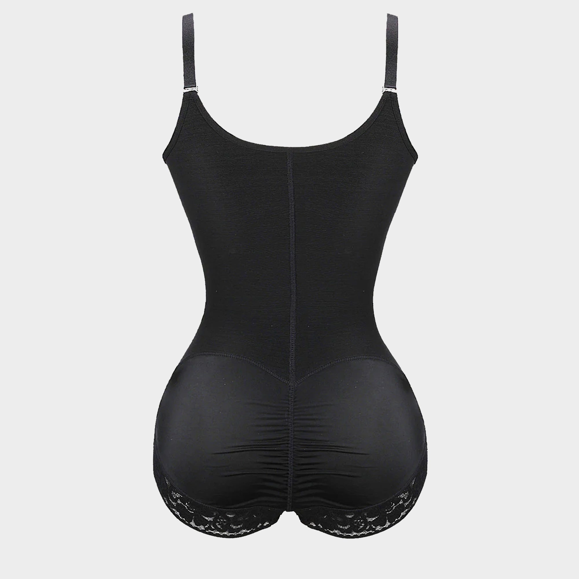 U-Shaped Bust Lifting Lace Bodysuit With Front Zipper - Auxieswear