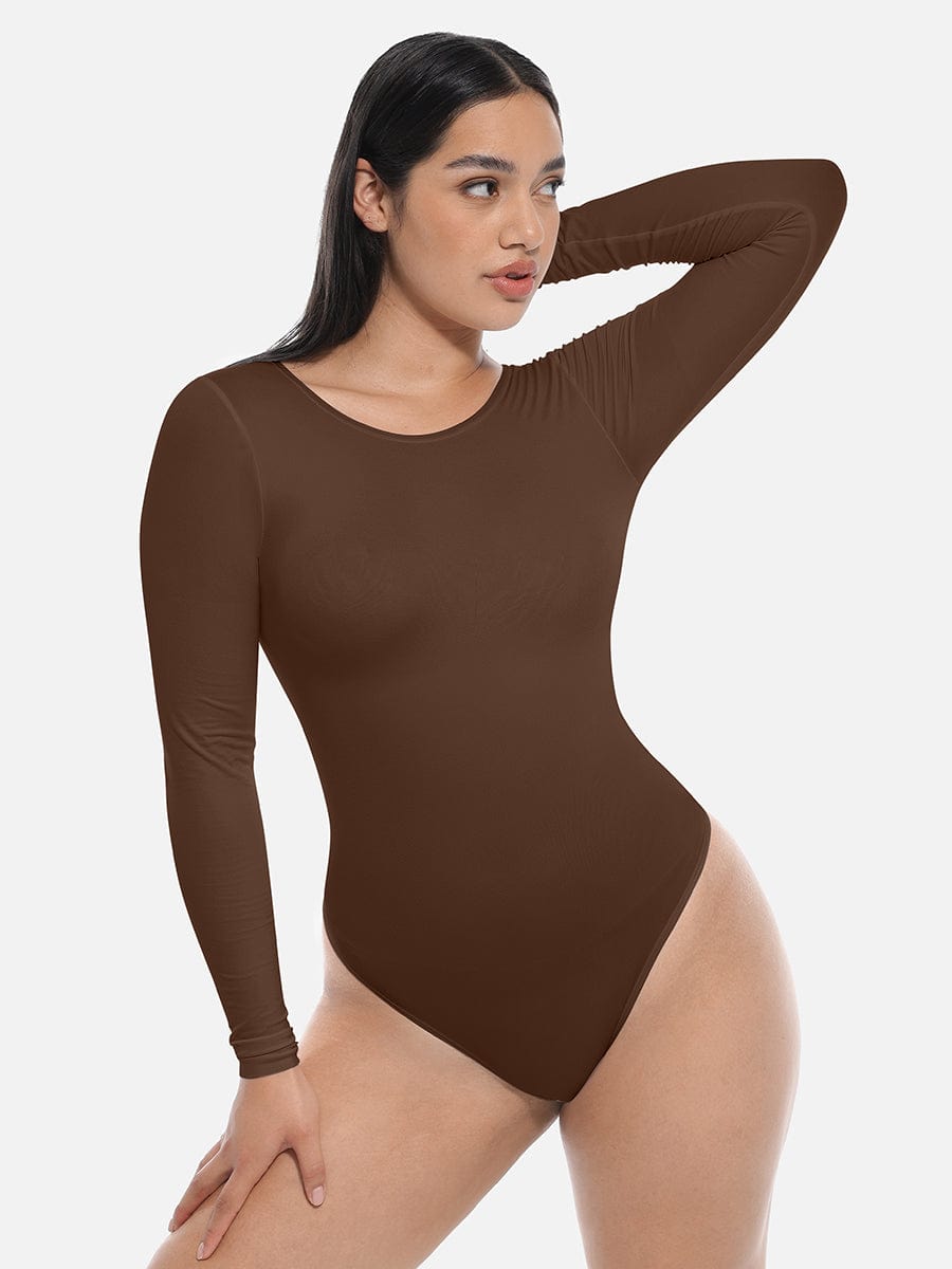 Long Sleeve Slim Corset Bodysuit - Auxieswear
