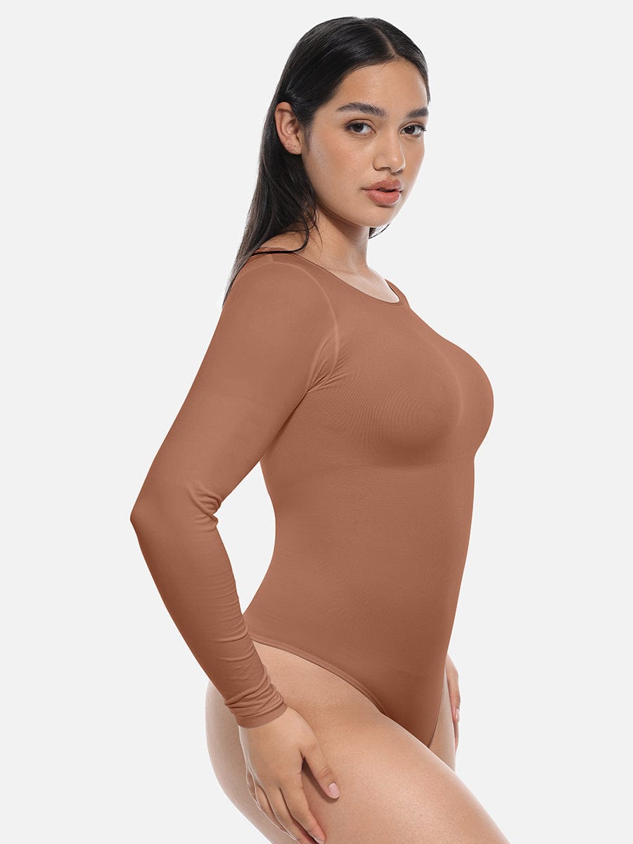 Long Sleeve Slim Corset Bodysuit - Auxieswear