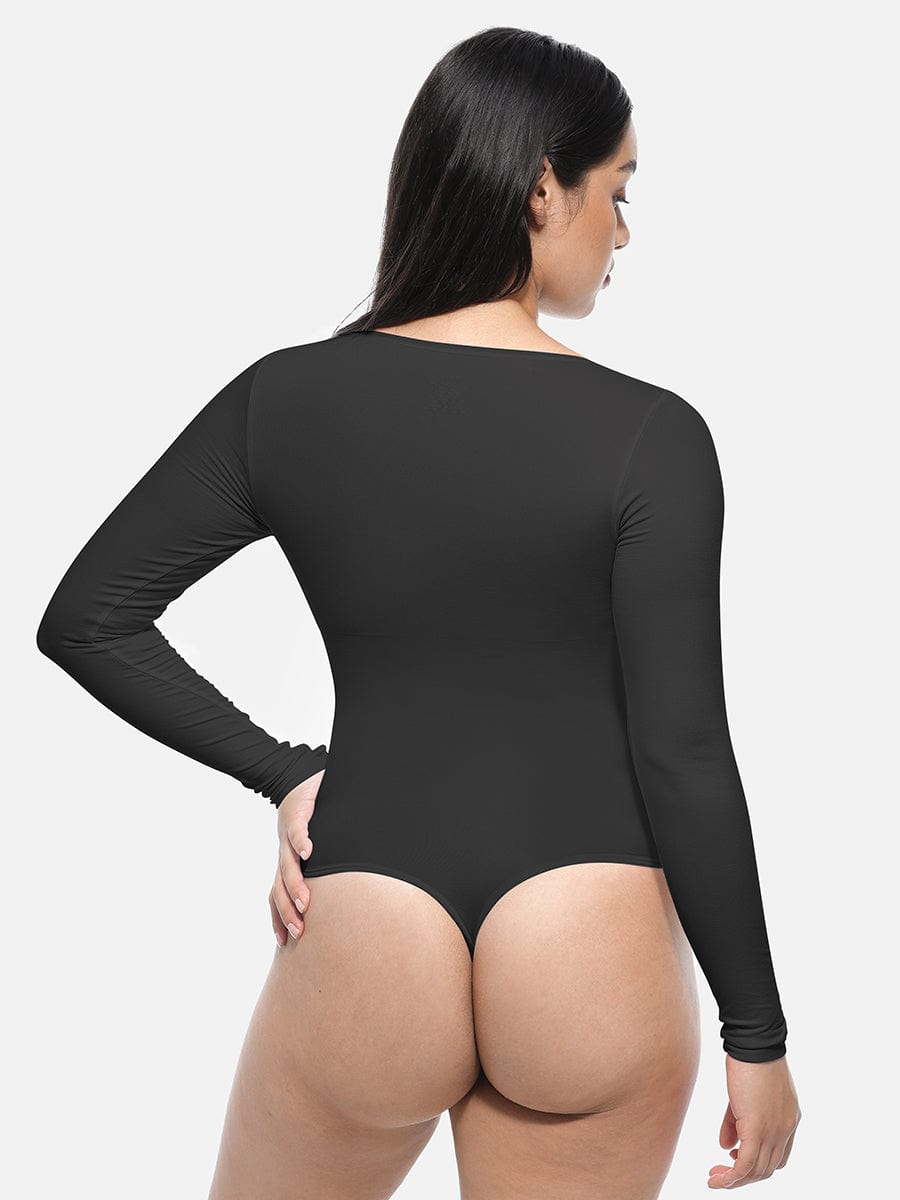 Long Sleeve Slim Corset Bodysuit - Auxieswear