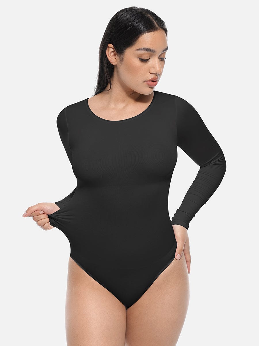Long Sleeve Slim Corset Bodysuit - Auxieswear