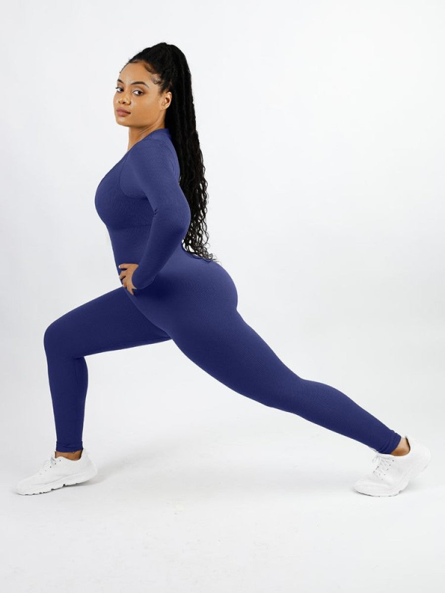 Deep V-neck High Stretch Tummy Control Jumpsuit - Auxieswear