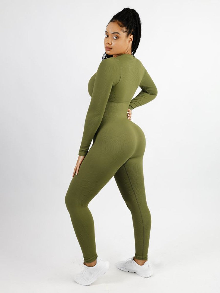 Deep V-neck High Stretch Tummy Control Jumpsuit - Auxieswear