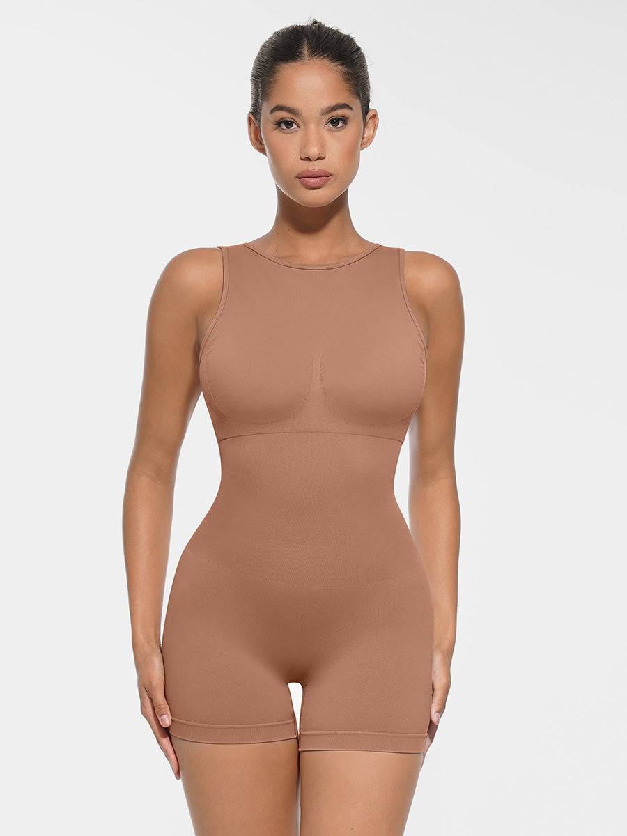 U Back Shape Sculpting Romper with Removable Cups - Auxieswear