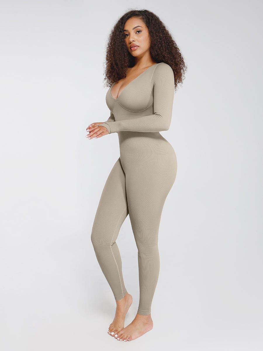 Deep V Tummy & Waist Control Jumpsuit - Auxieswear