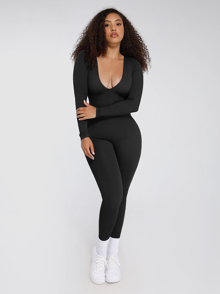 Deep V Tummy & Waist Control Jumpsuit - Auxieswear