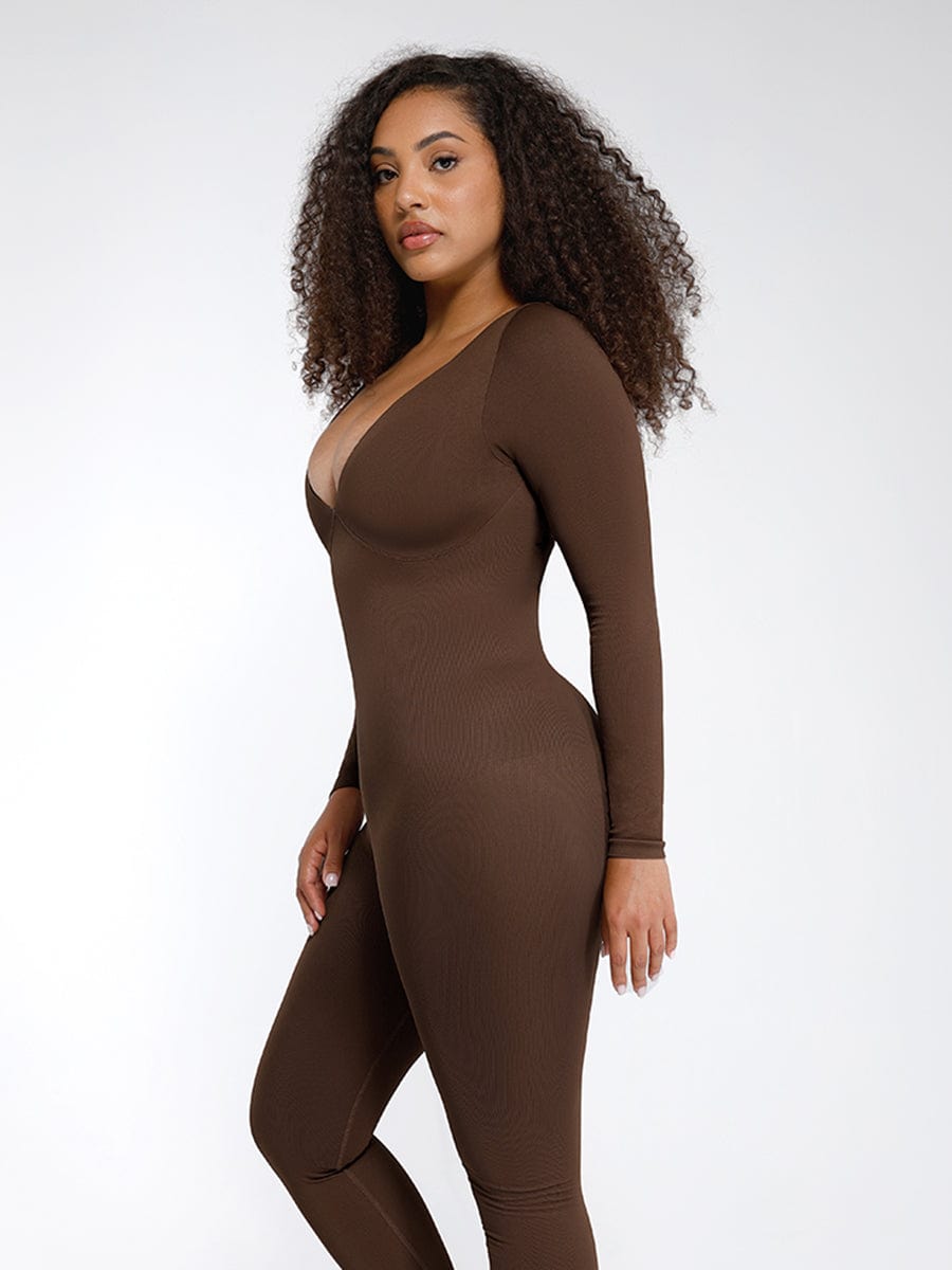 Deep V Tummy & Waist Control Jumpsuit - Auxieswear