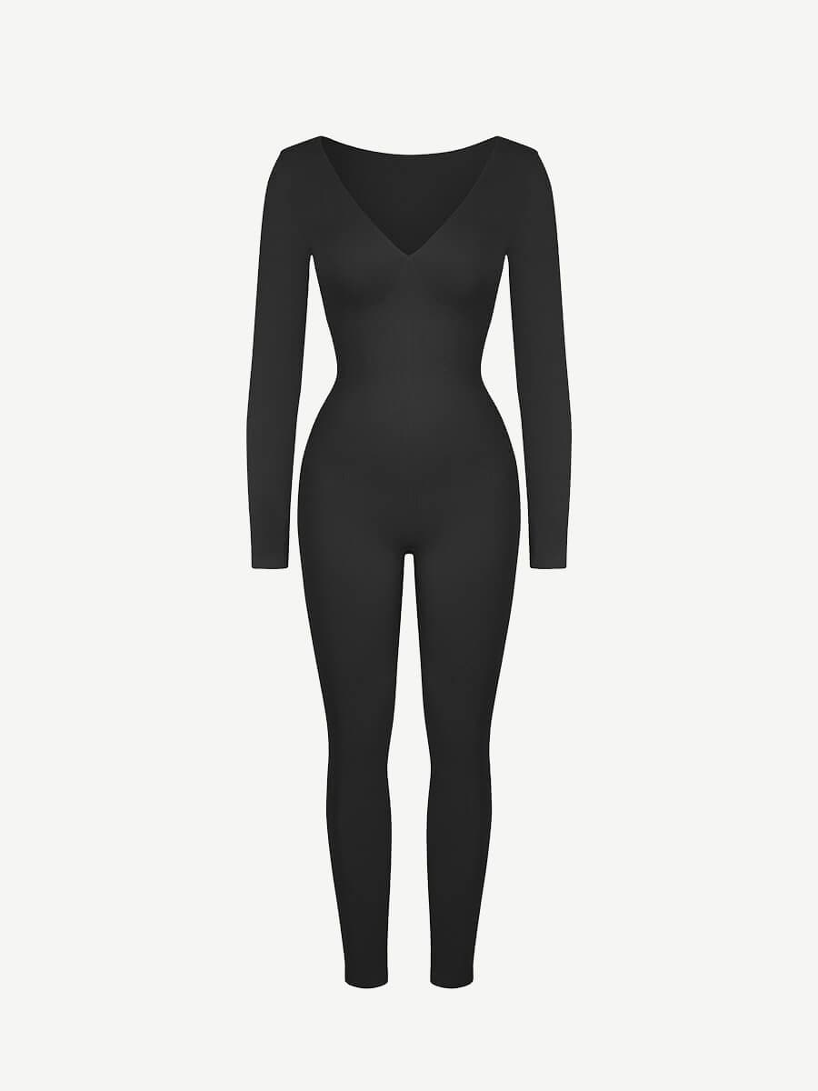Deep V Tummy & Waist Control Jumpsuit - Auxieswear