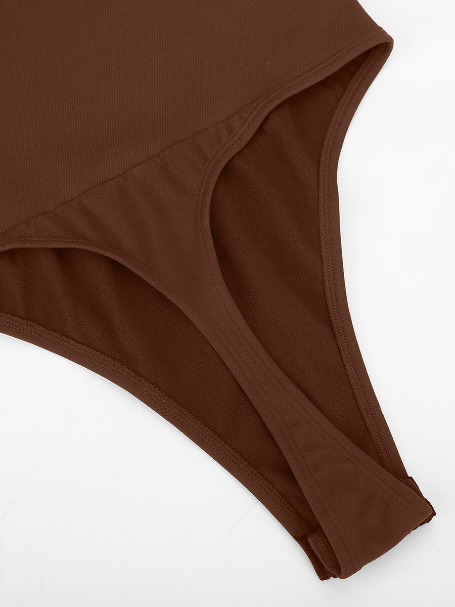 Scoop Back Tummy Control Bodysuit with Built-in Bra - Auxieswear