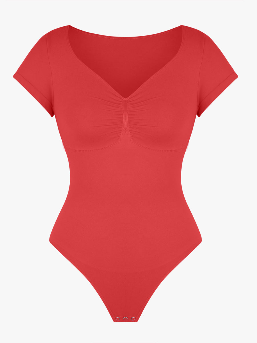 cap sleeves Bust and Waist Control Bodysuit - Auxieswear