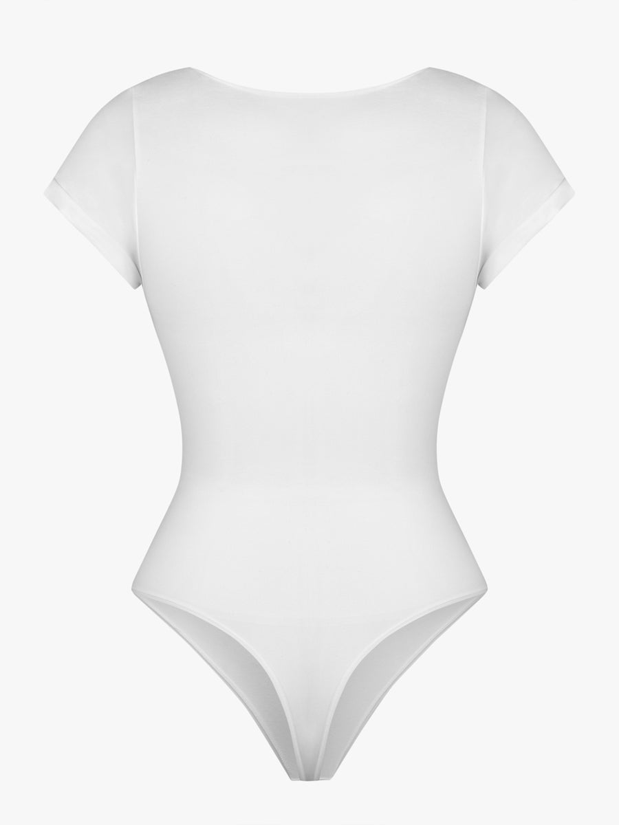 cap sleeves Bust and Waist Control Bodysuit - Auxieswear