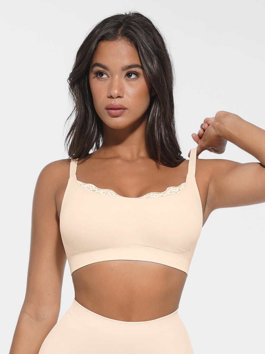 Scoop Neck Bralette with Smooth Back & Adjustable Straps - Auxieswear