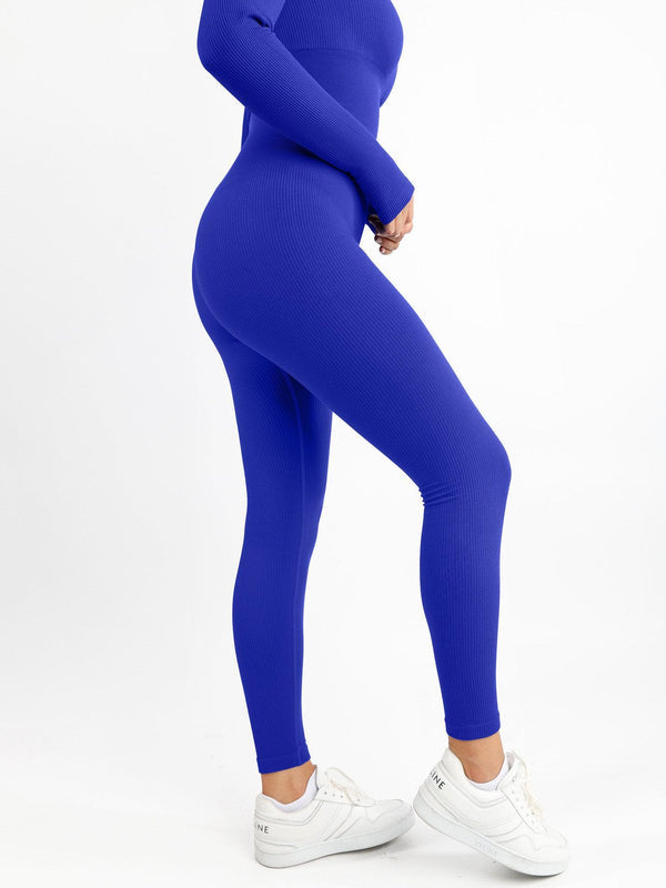 Square Neck Seamless Long Sleeve Jumpsuit - Auxieswear
