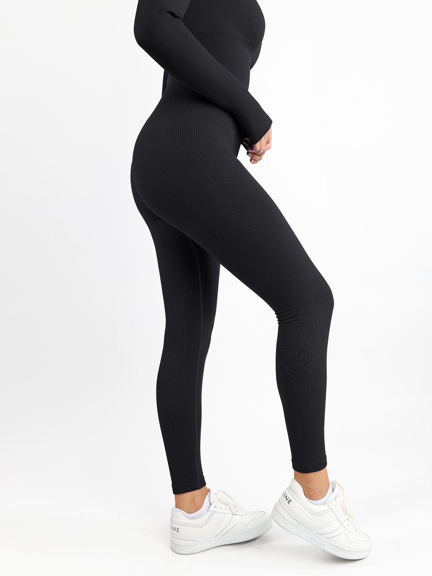 Square Neck Seamless Long Sleeve Jumpsuit - Auxieswear