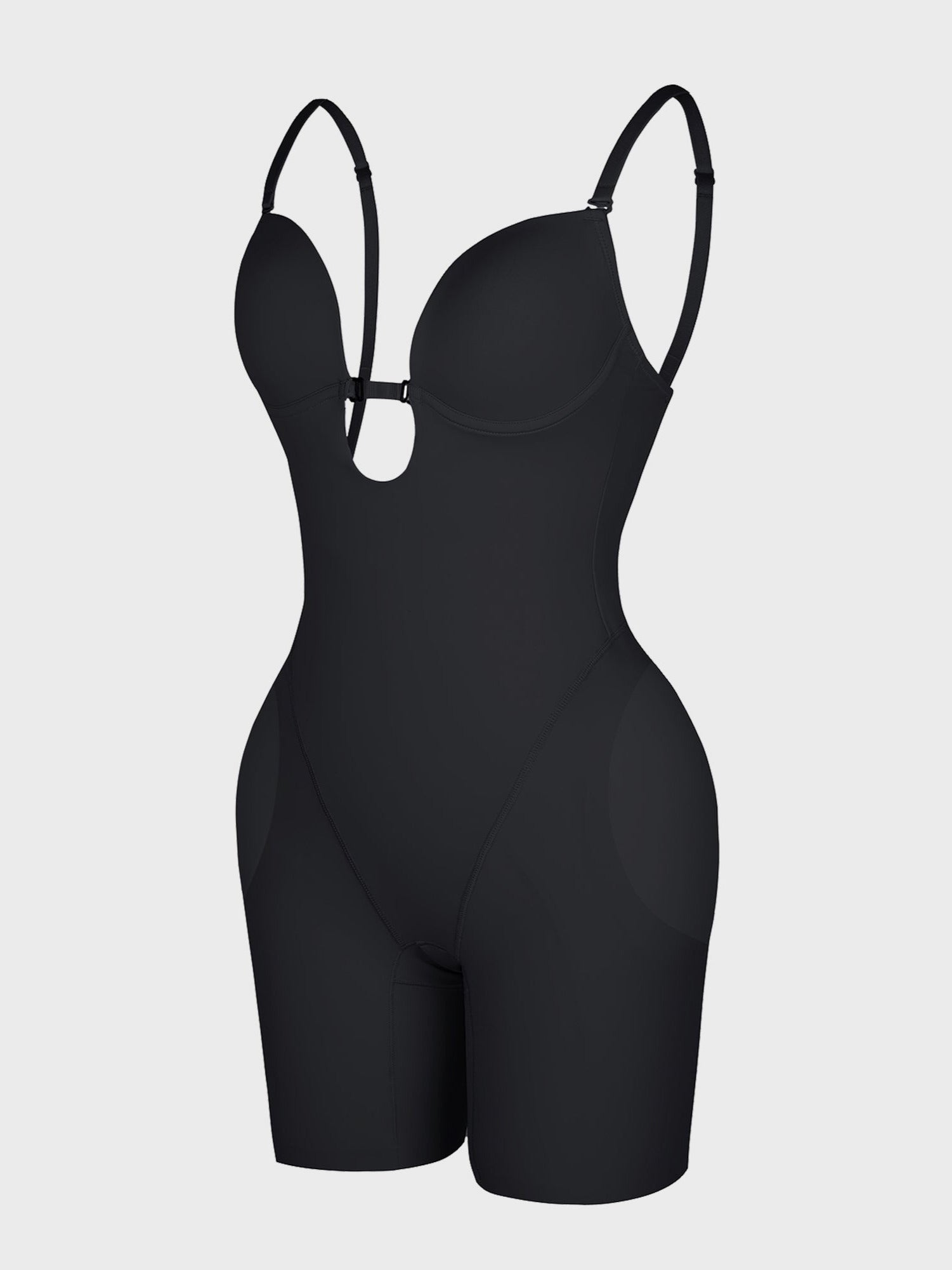 Deep V-shaped neckline Mid-Thigh Body Shaper - Auxieswear