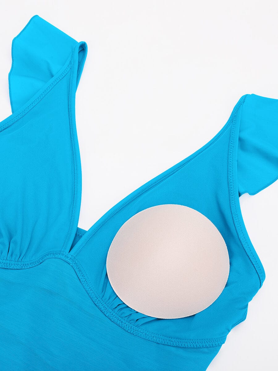 Tummy Control Ruffled V-Neck One Piece Swimsuit - Auxieswear