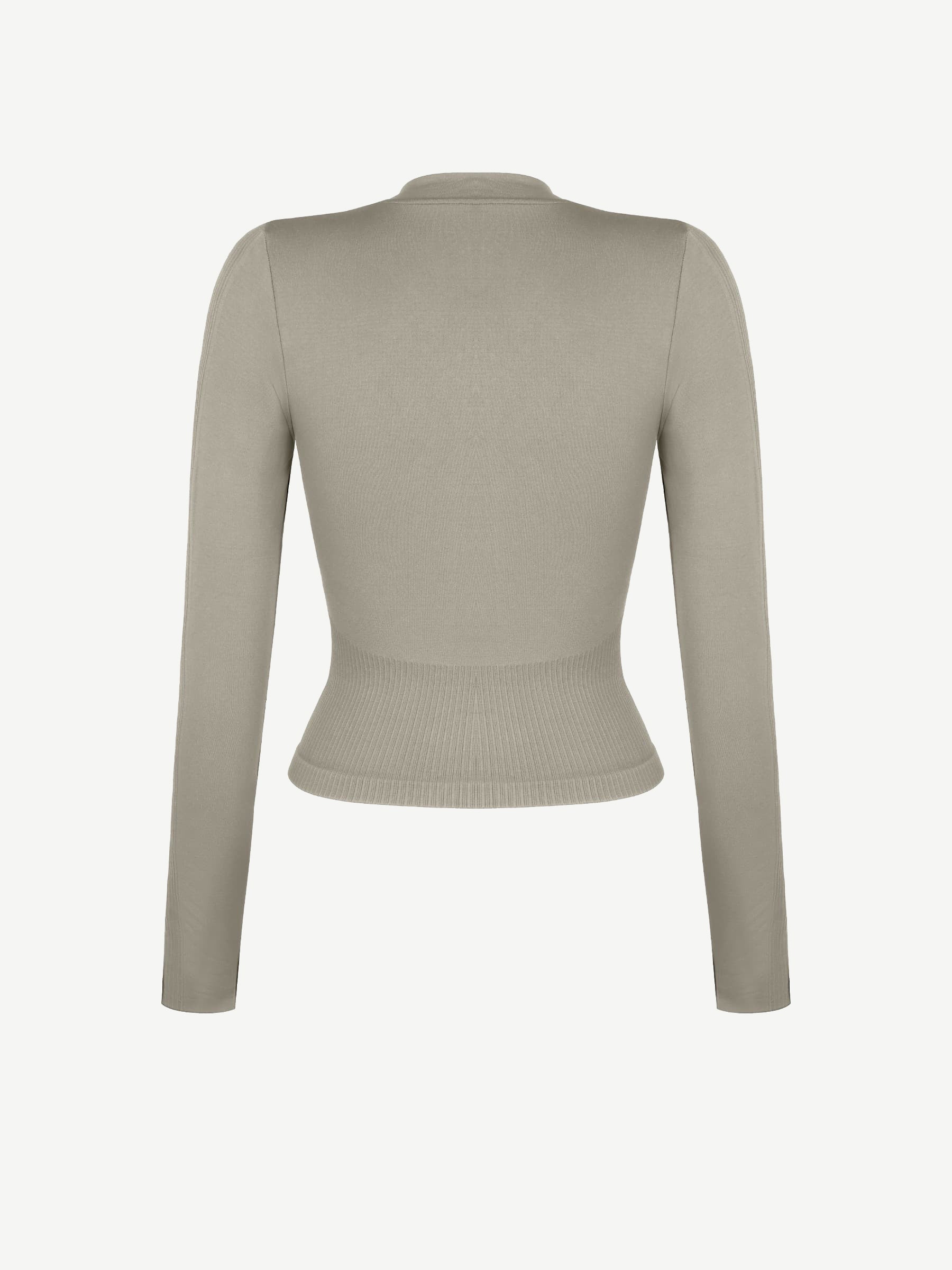 Waist Control Gym Top With Front Zipper - Auxieswear