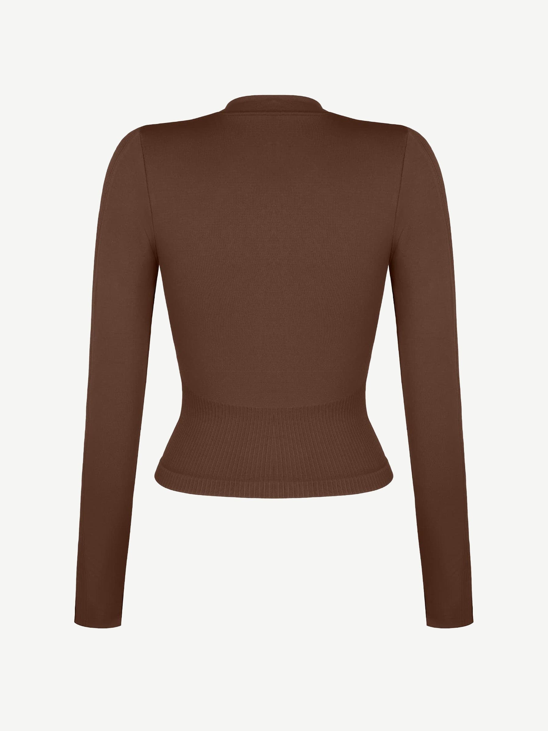 Waist Control Gym Top With Front Zipper - Auxieswear