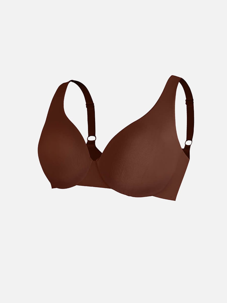 Deep V-Neck Unpadded Underwired Support Bra - Auxieswear