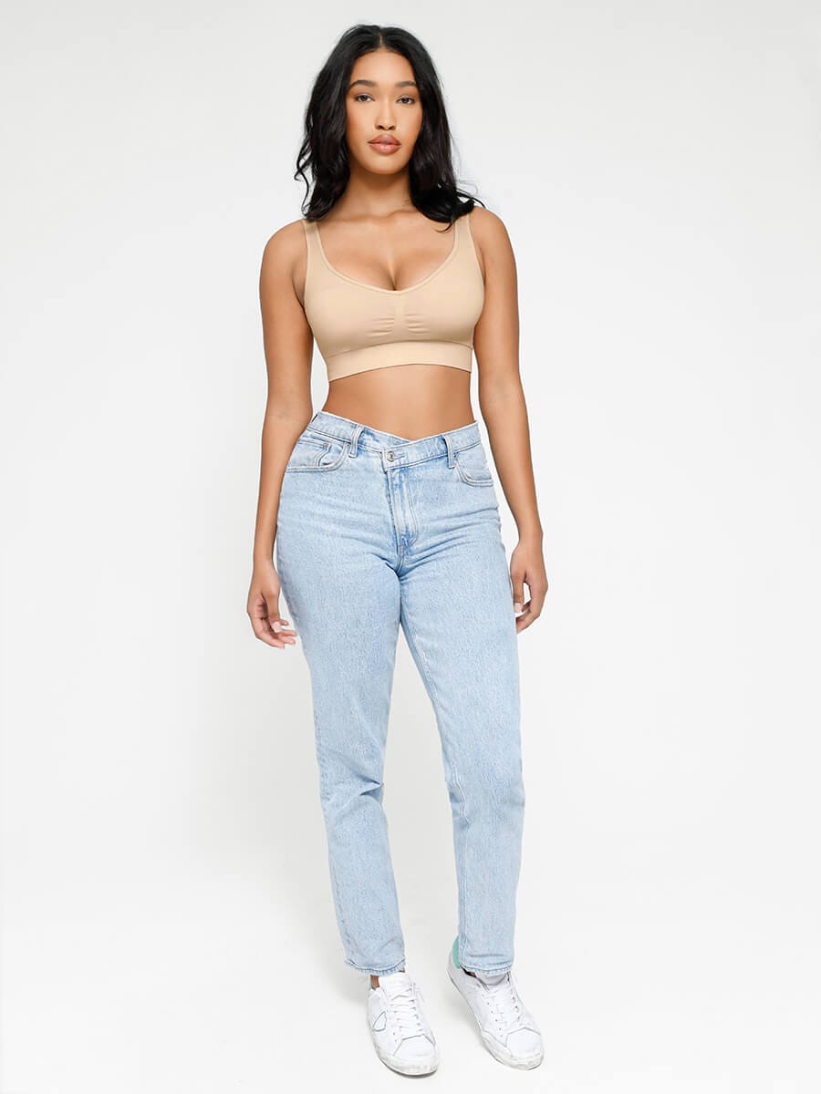 Deep V Design Bra With Removable cups - Auxieswear