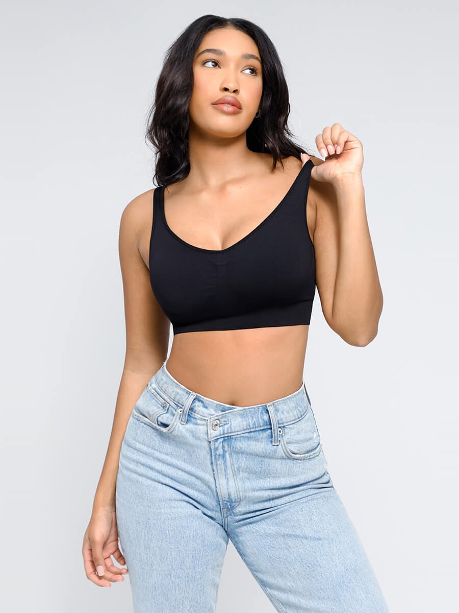 Deep V Design Bra With Removable cups - Auxieswear