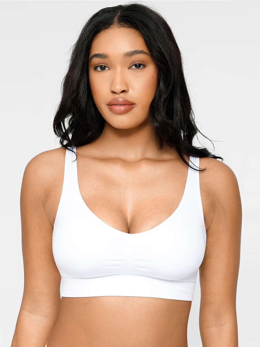 Deep V Design Bra With Removable cups - Auxieswear