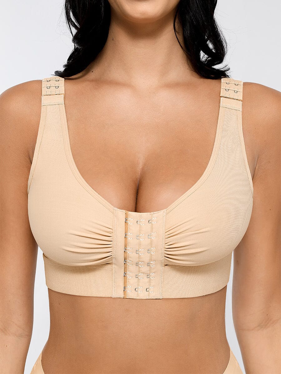 Breathable Support Bra with Adjustable Front Hooks - Auxieswear