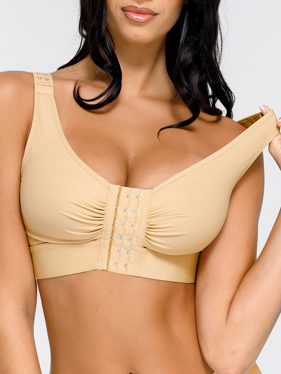 Breathable Support Bra with Adjustable Front Hooks - Auxieswear