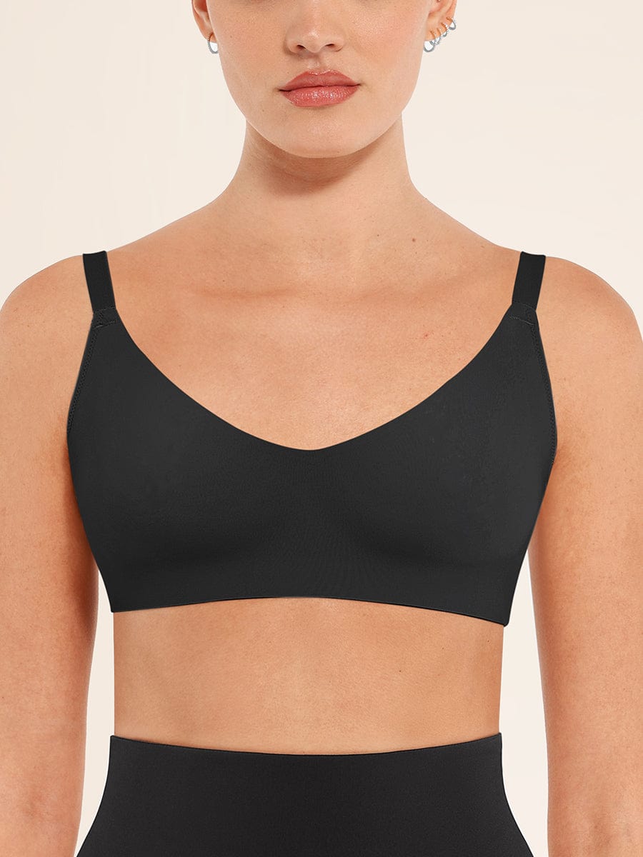 V-Neck Side Smoothing Bralette with Adjustable Straps - Auxieswear