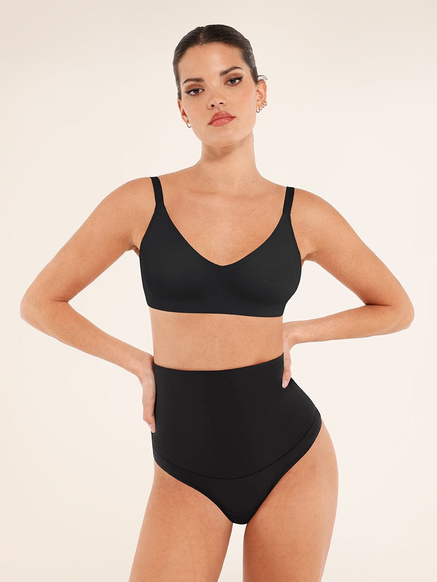 V-Neck Side Smoothing Bralette with Adjustable Straps - Auxieswear