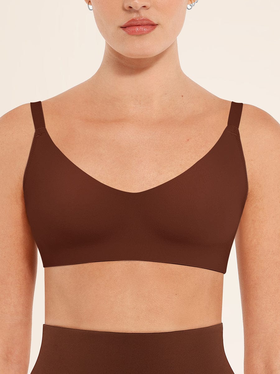 V-Neck Side Smoothing Bralette with Adjustable Straps - Auxieswear