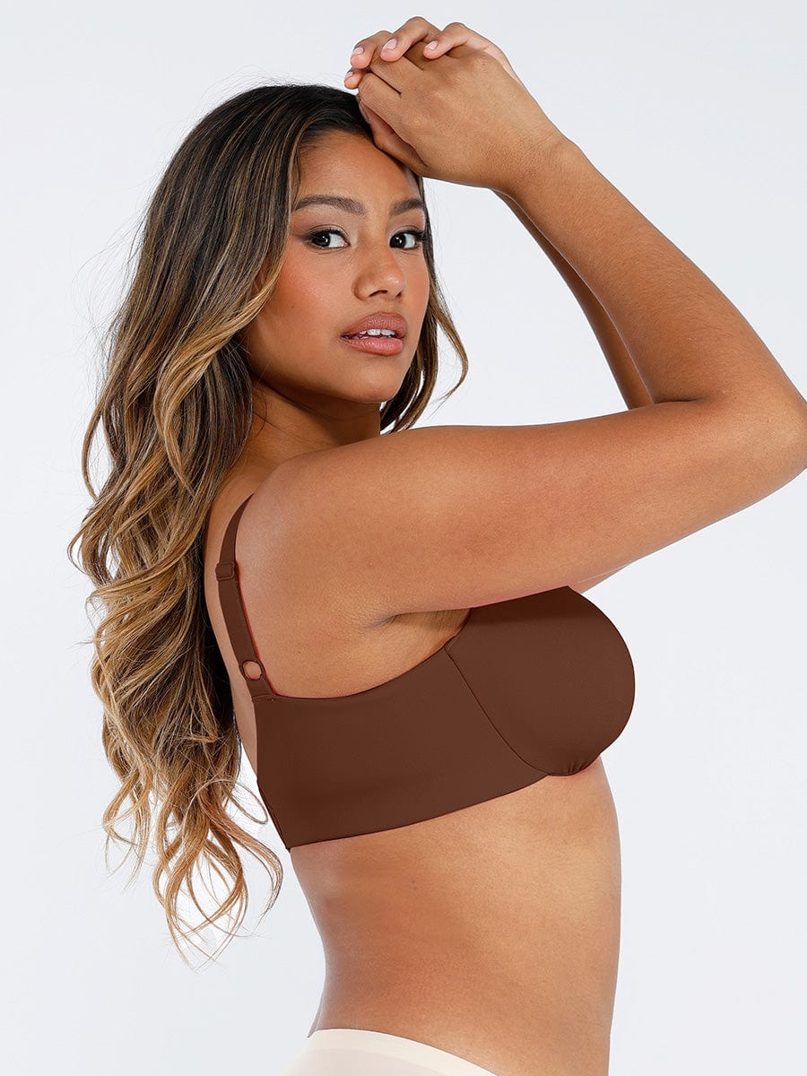 Deep V-Neck Unpadded Underwired Support Bra - Auxieswear