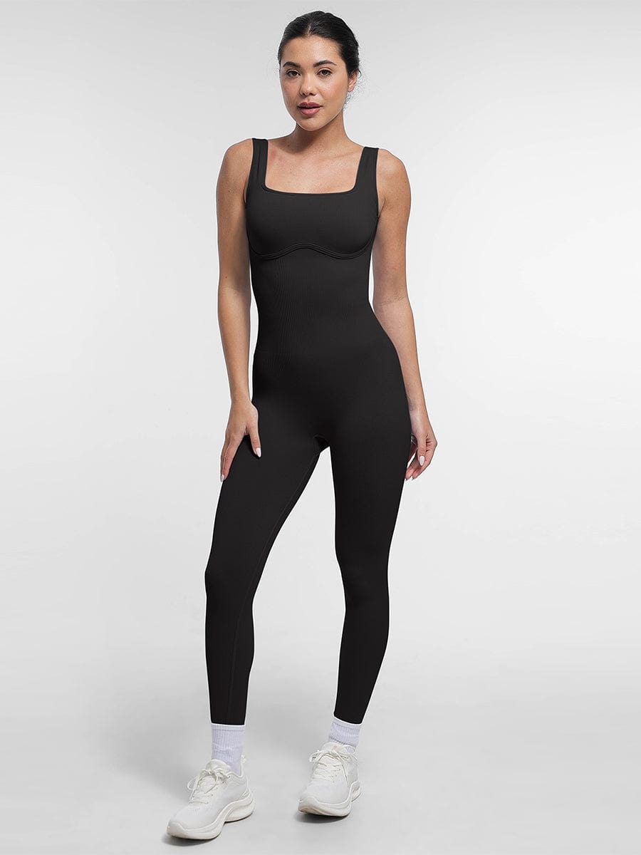 Square Neck U-Shaped Back Design Jumpsuit - Auxieswear