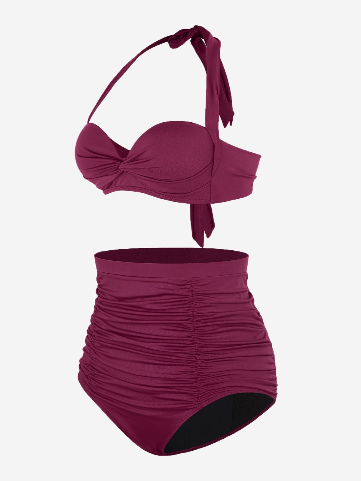 High Waist Swim Pants with Tummy Compression - Auxieswear