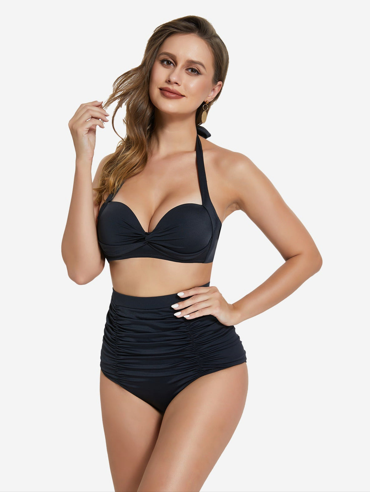 Twist Knot Tankini Bra Top with Strappy Details - Auxieswear