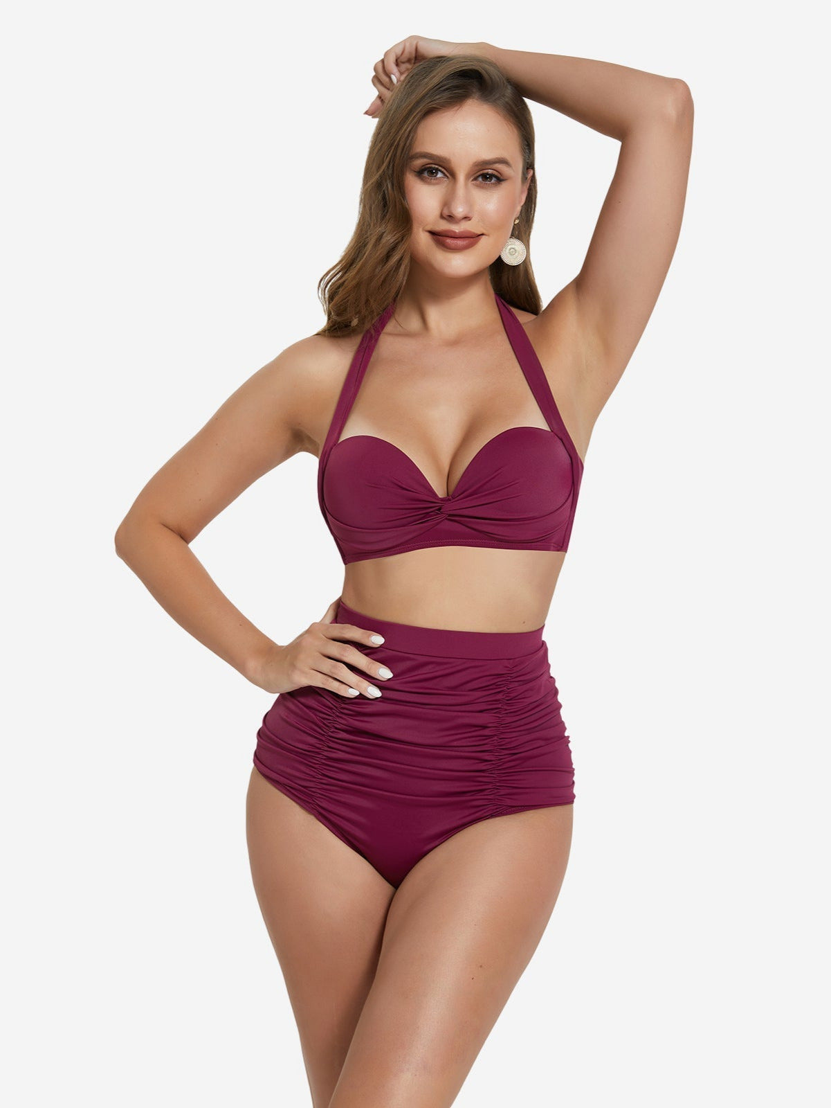 Twist Knot Tankini Bra Top with Strappy Details - Auxieswear