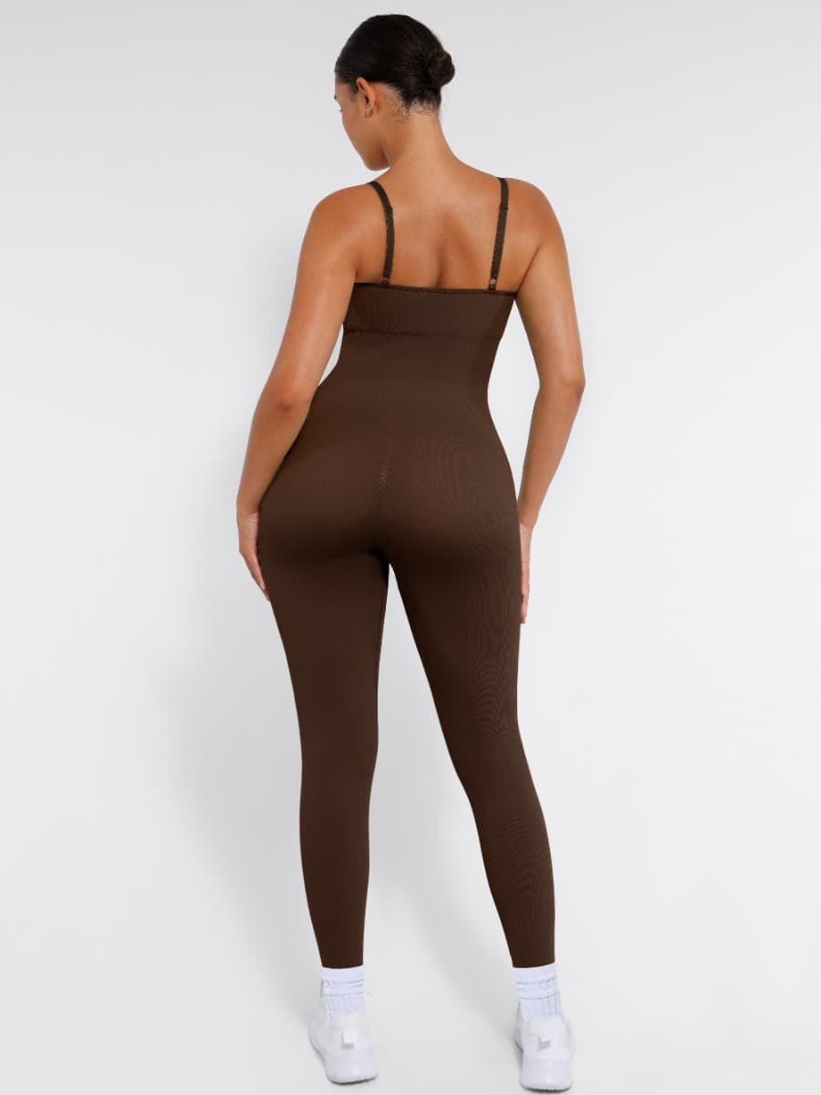 High-Stretch Tummy Control Jumpsuit with Removable Pads - Auxieswear