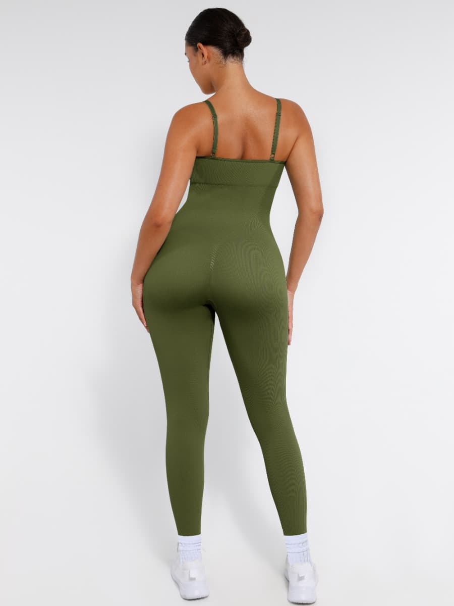 High-Stretch Tummy Control Jumpsuit with Removable Pads - Auxieswear