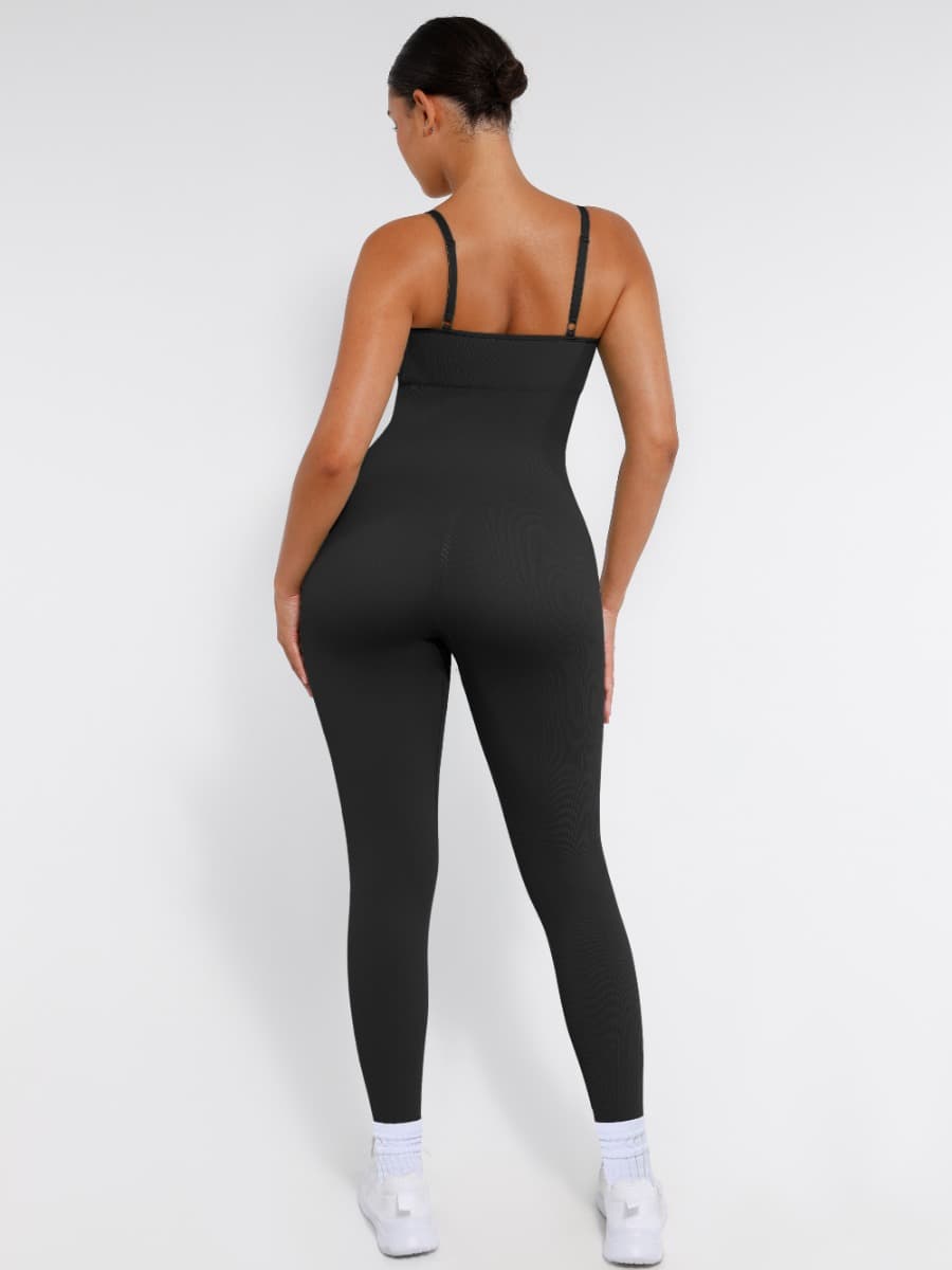 High-Stretch Tummy Control Jumpsuit with Removable Pads - Auxieswear